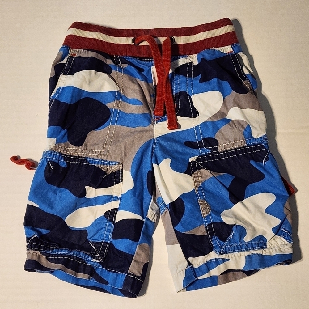 Mini Boden sz 2 blue camo techno shorts toddler boy